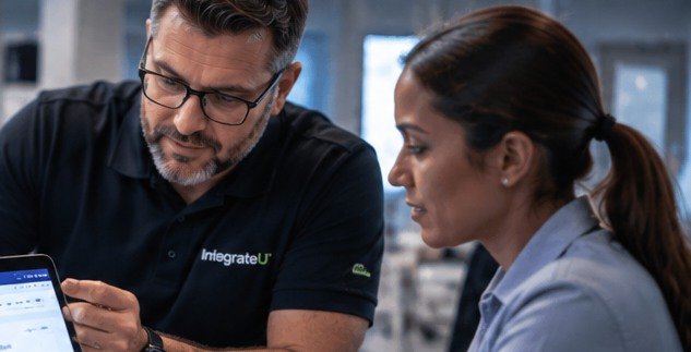 Manager and employee discussing development and evaluation results